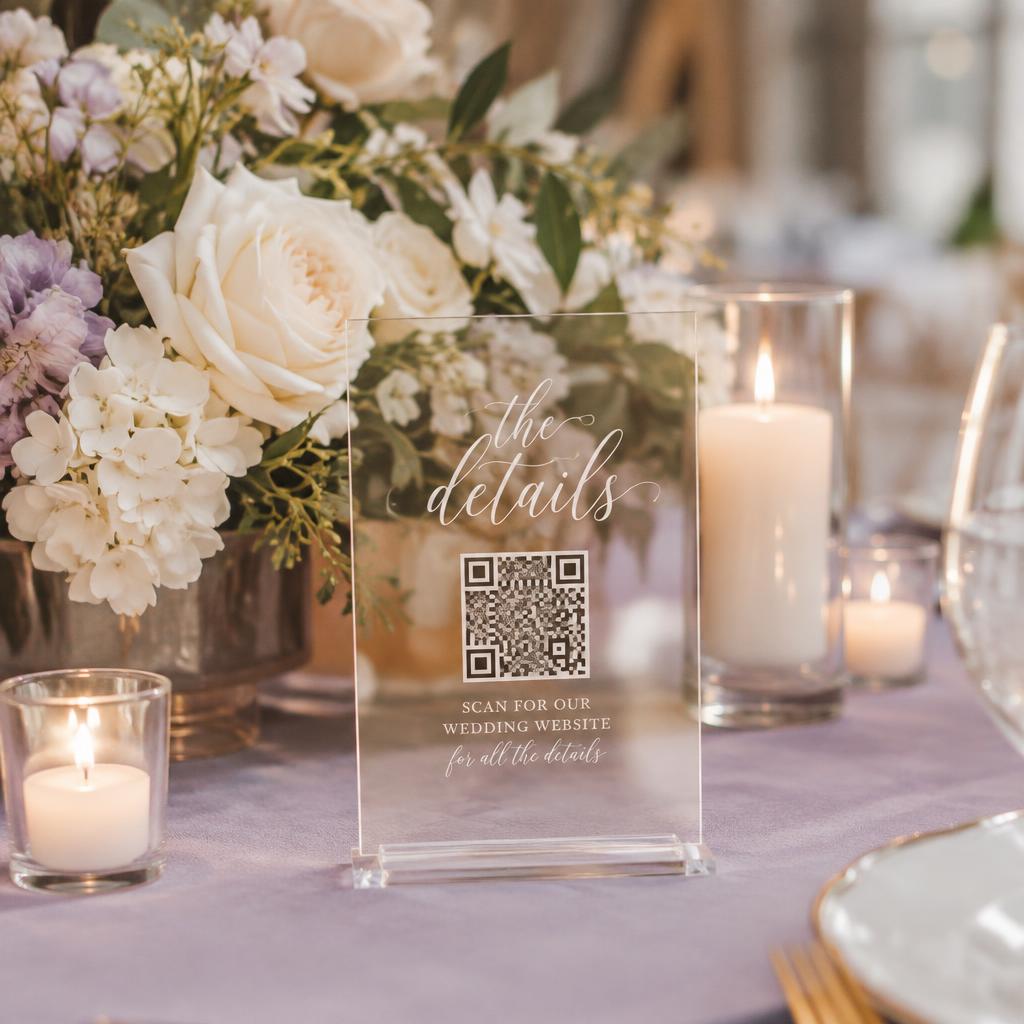 QR sign at a reception table
